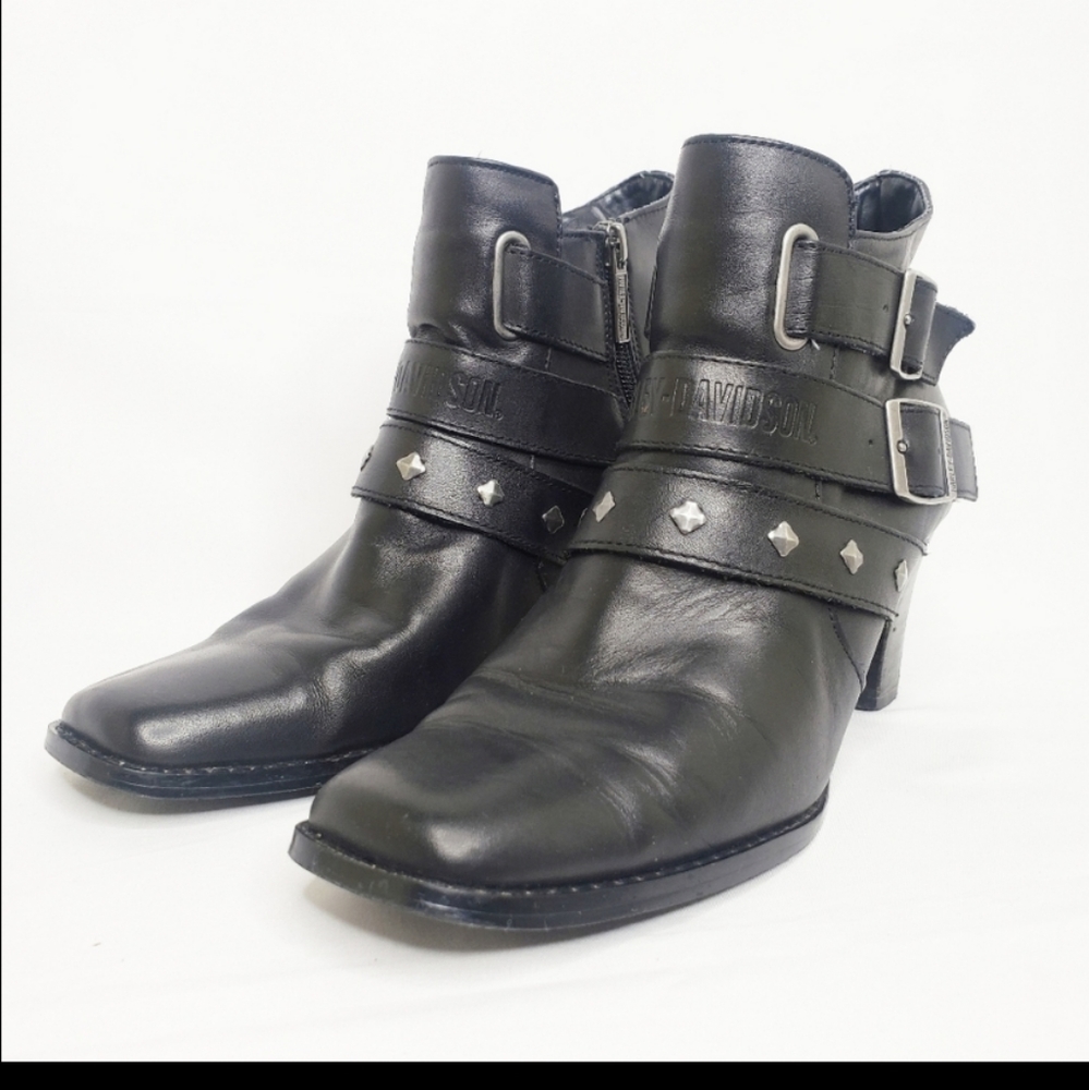 Harley-Davidson Bridget Blk Leather Moto Boot 8.5M